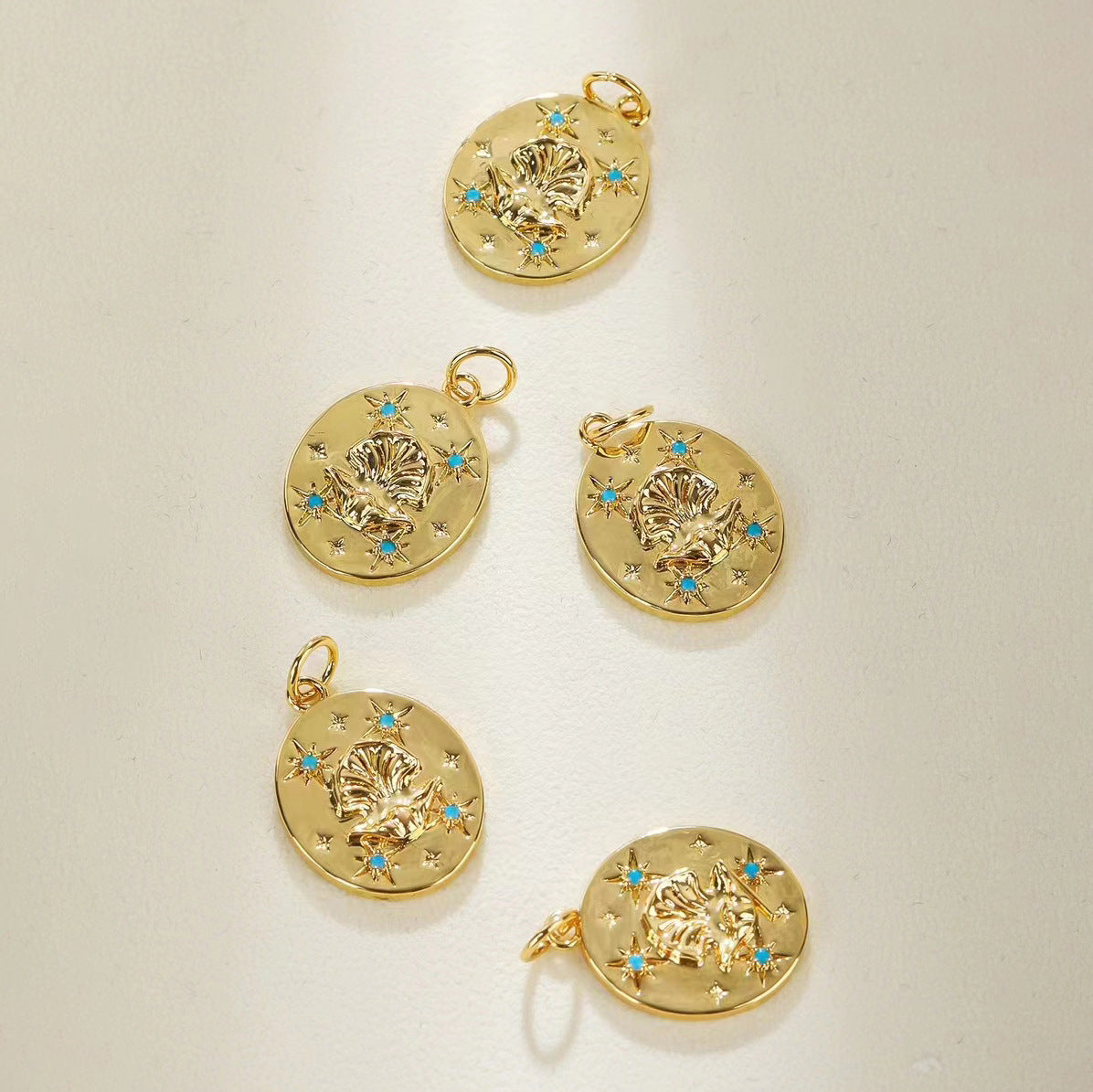 2 Tiny Scorpion Snake Bee Shell Charm Pendant Rhinestone Embellished 14K GF