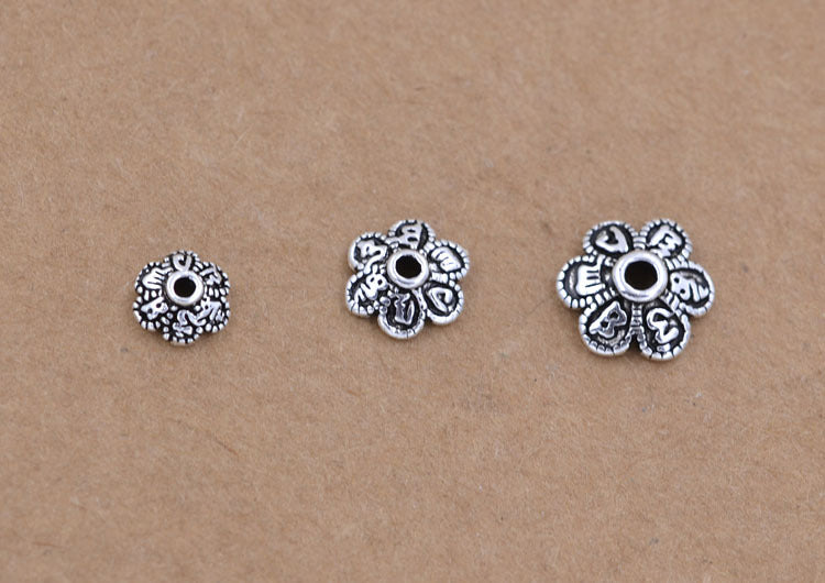 Sterling Silver Floral Bead Cap Cup S925 Finding