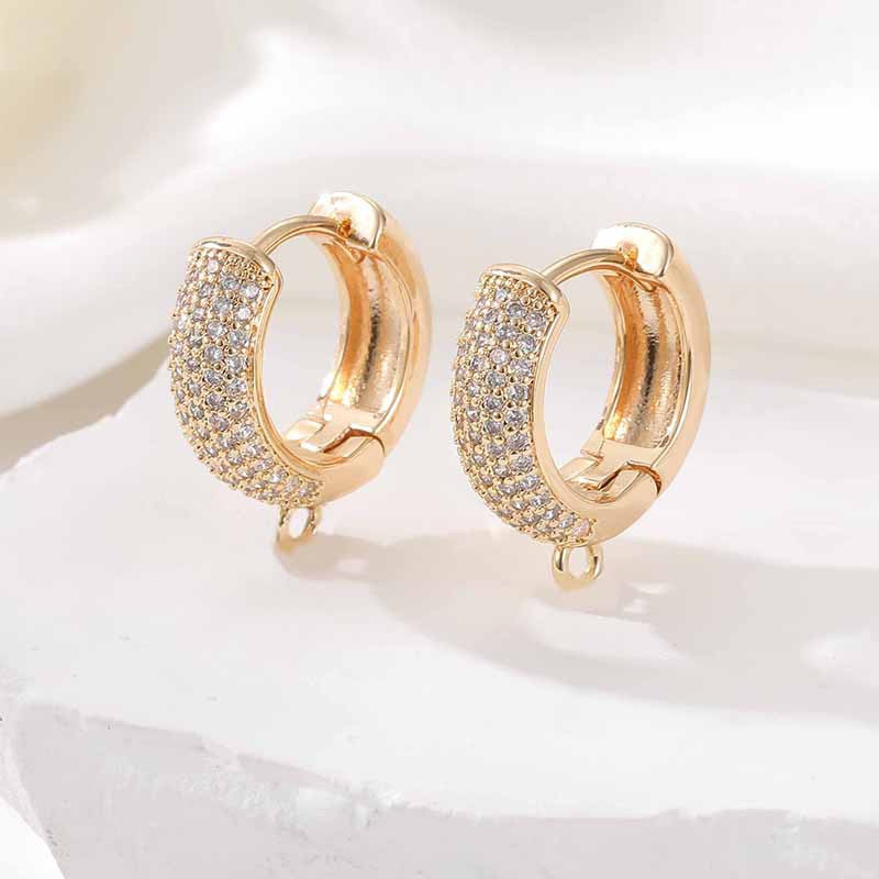 4 boucles d'oreilles créoles rondes ornées de strass 14K GF Earing