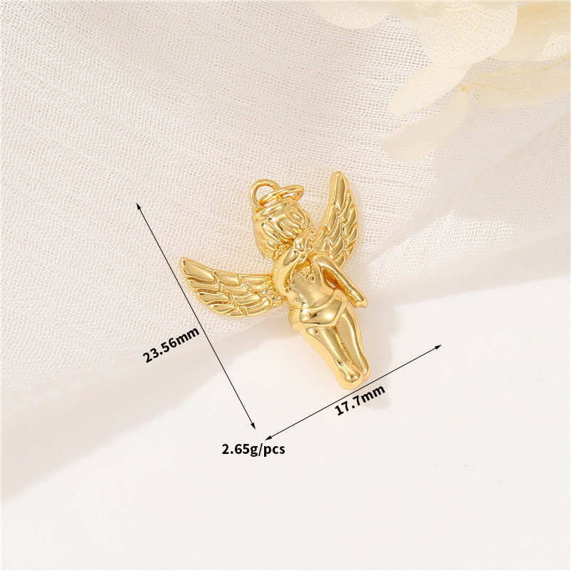Pendentif à breloque 2 anges Cupidon 14K GF