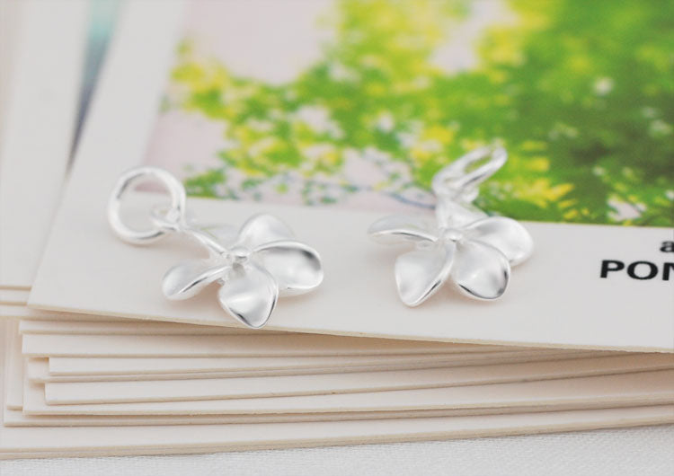 Sterling Silver Tiny Floral Charm Pendant S925 Finding