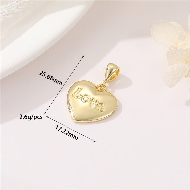 2 Heart Charm Pendant Rhinestone Embellished 14K GF