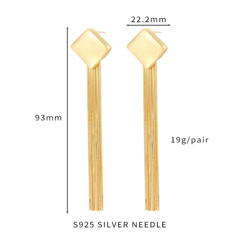 4 boucles d'oreilles à tige en diamant et chaîne serpent 14 carats GF