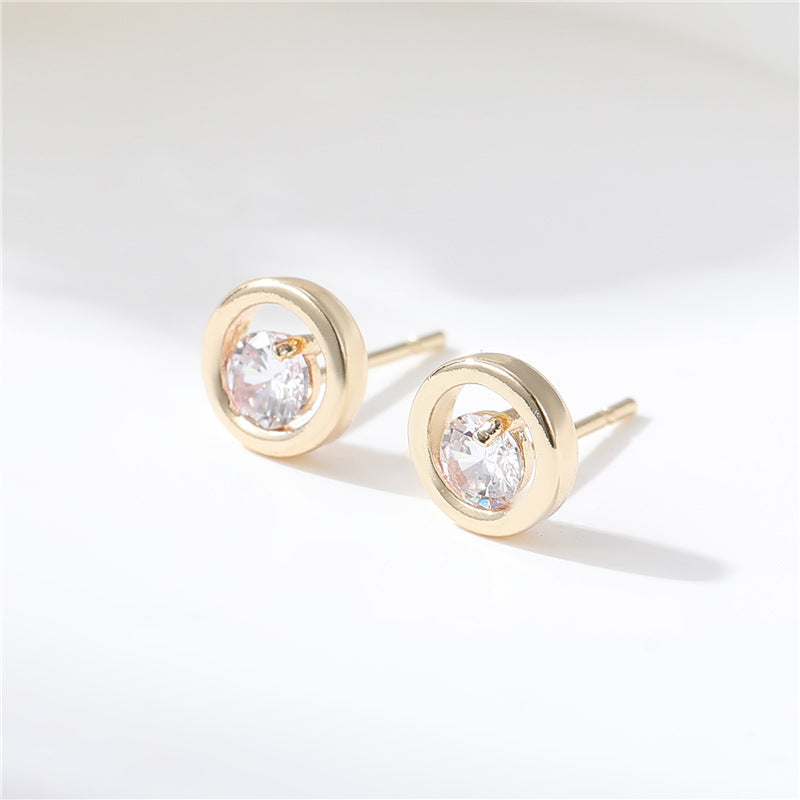 4 boucles d'oreilles rondes à tige ornées de strass 14K GF