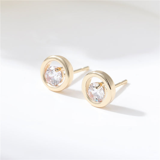 4 boucles d'oreilles rondes à tige ornées de strass 14K GF