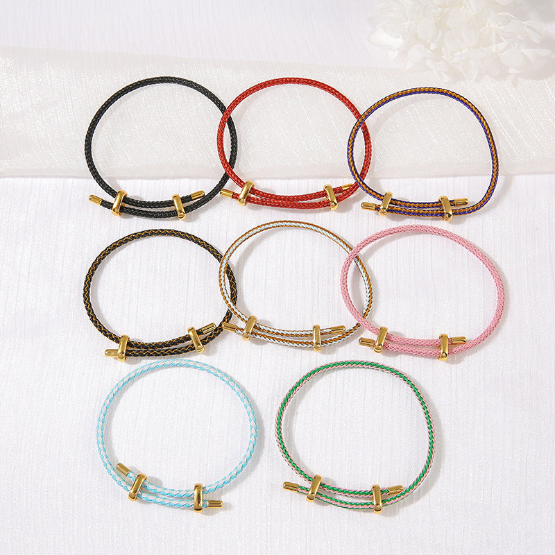 2 verstellbare schlichte geflochtene Schnurarmbänder aus 14-karätigem GF-Armband