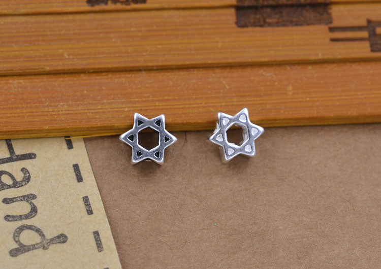 Pendentif à breloque hexagonale minuscule en argent sterling, perle d'espacement à trou traversant, recherche S925