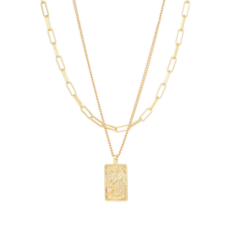 2 Blumen Kreuz Herz Rechteck Tarot Karte Charm Kabel Schlange Singapur Kette Halskette Strass verziert 14K GF Choker