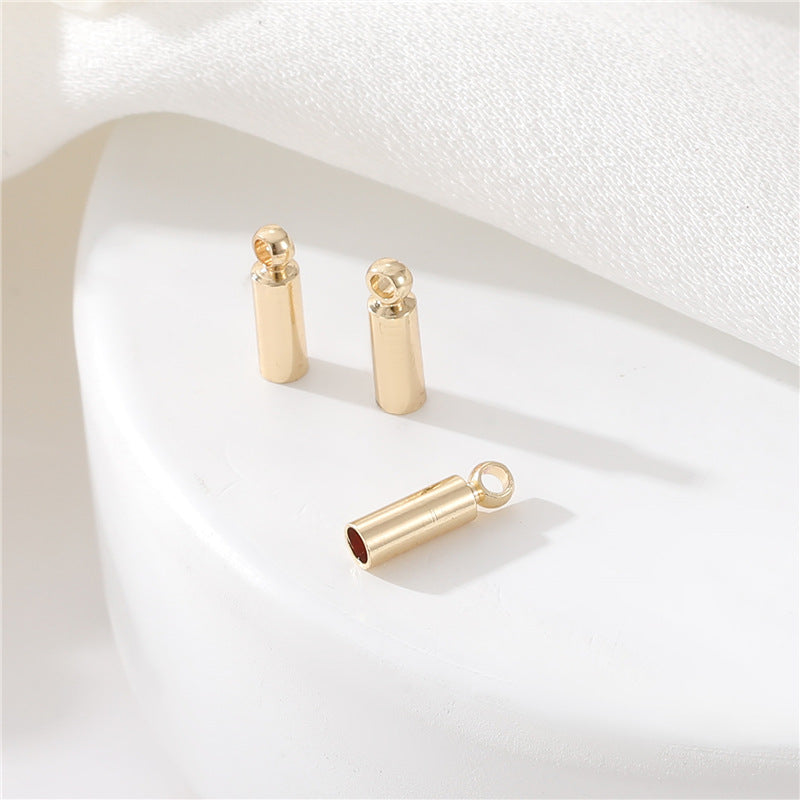 10 minuscules clips en cuir fin à bout de cordon rond 14K GF