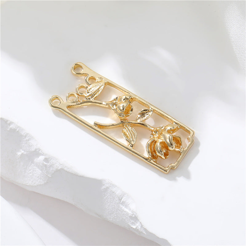 2 pendentifs à breloques florales à boucles multiples 14K GF