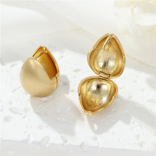 4 grosses boucles d'oreilles créoles en forme de goutte d'eau givrée, 14 carats, GF