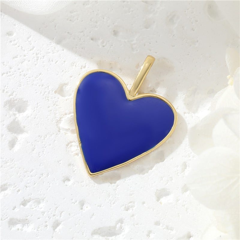 Pendentif à breloque 2 cœurs émail époxy 14K GF
