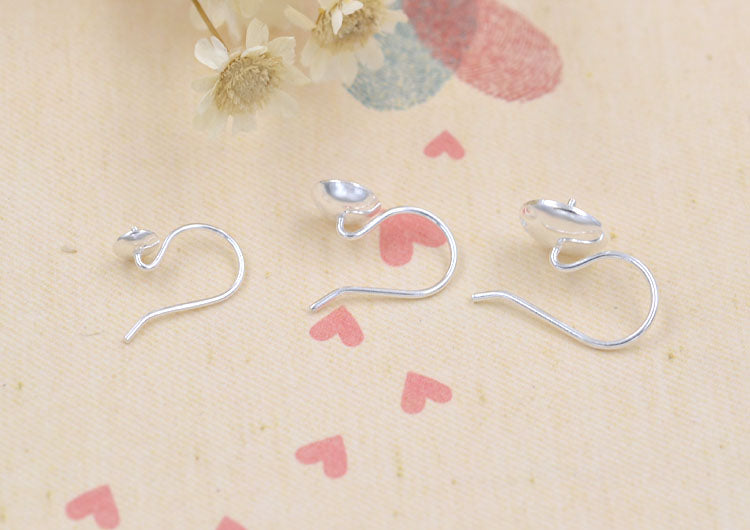 Boucles d'oreilles à crochet en forme de tasse ronde en argent Sterling, perle à moitié percée, vierge, résultats S925