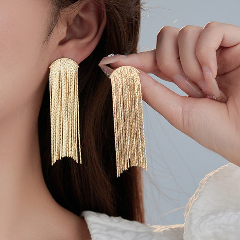 4 boucles d'oreilles à pampilles en chaîne serpent, ornées de strass, boucles d'oreilles 14K GF