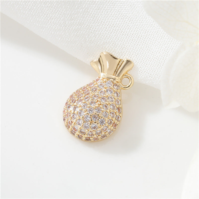 2 Harpe Arbre Moneybag Trompette Aile d’Ange Charme Pendentif Émail Époxy 14K GF Strass Embelli
