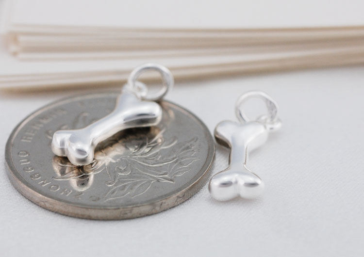 Sterling Silver Tiny Bone Charm Pendant S925 Finding