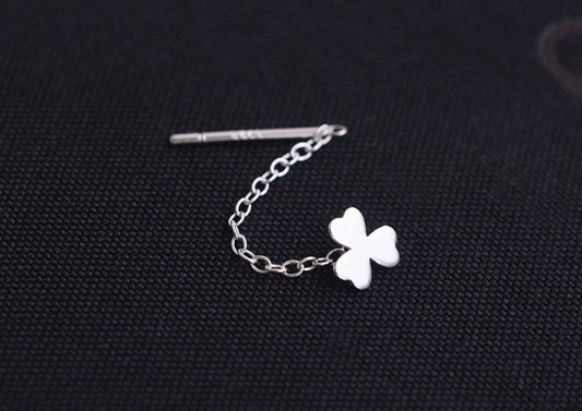 Sterling Silver Tiny Clover Leaf Ear Wire S925 Earring Finding