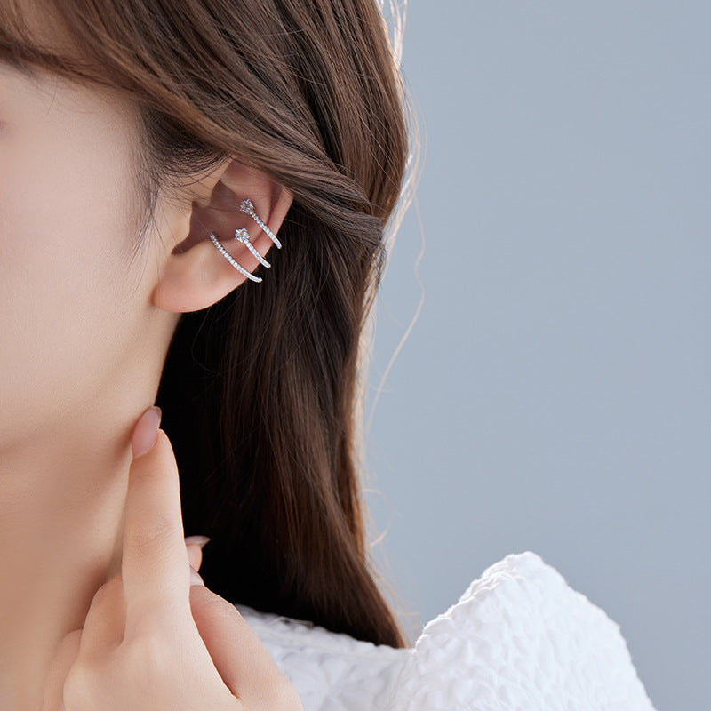 4 Chunky Earcuff Earrings Rhinestone Embellished 14K GF Earing