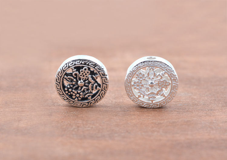 Sterling Silver Floral Bead S925 Finding
