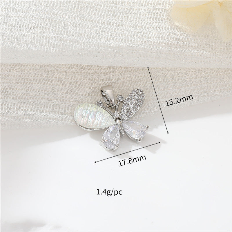 2 pendentifs à breloque papillon ornés de strass 14K GF