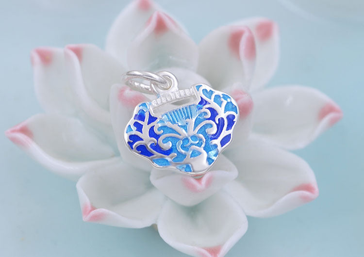Pendentif à breloque de longévité en émail époxy en argent sterling S925