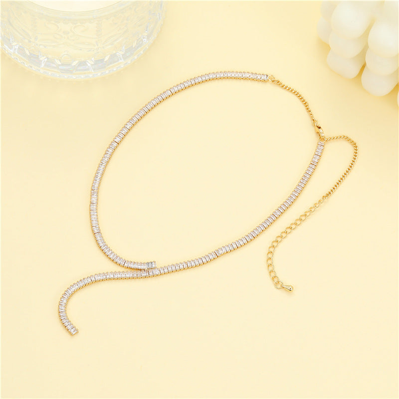 2-Y-Klauenkette mit Strassverzierung, 14-Karat-GF-Halsband mit Verlängerung