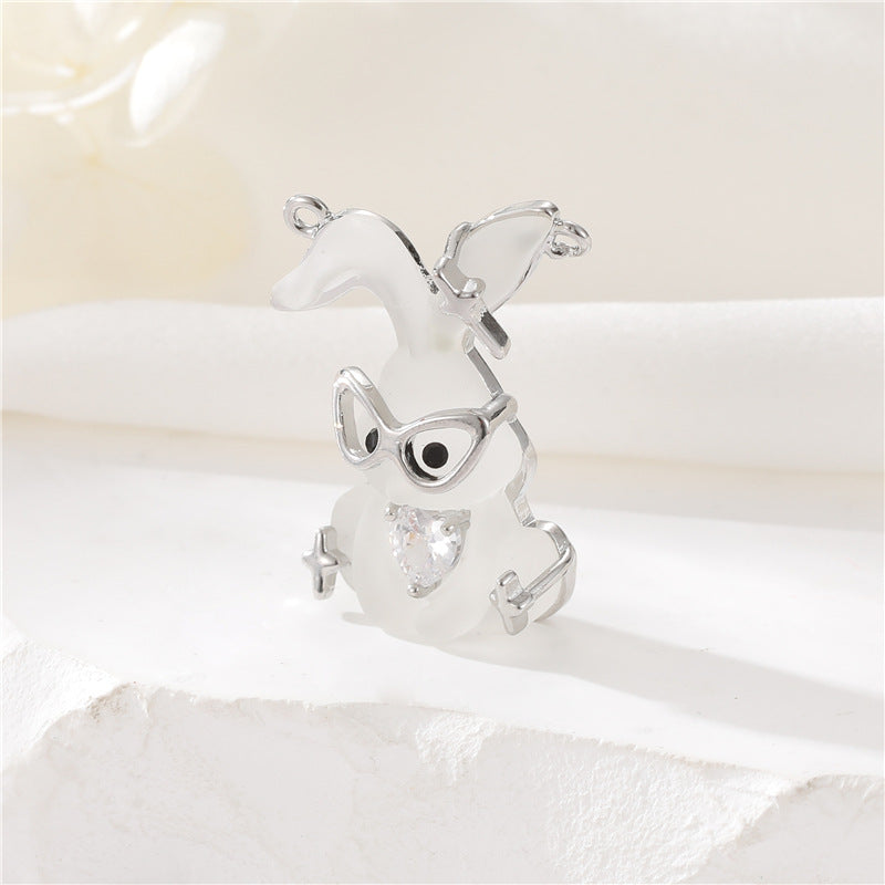 2 pendentif à breloque lapin ours strass incrusté 14K GF