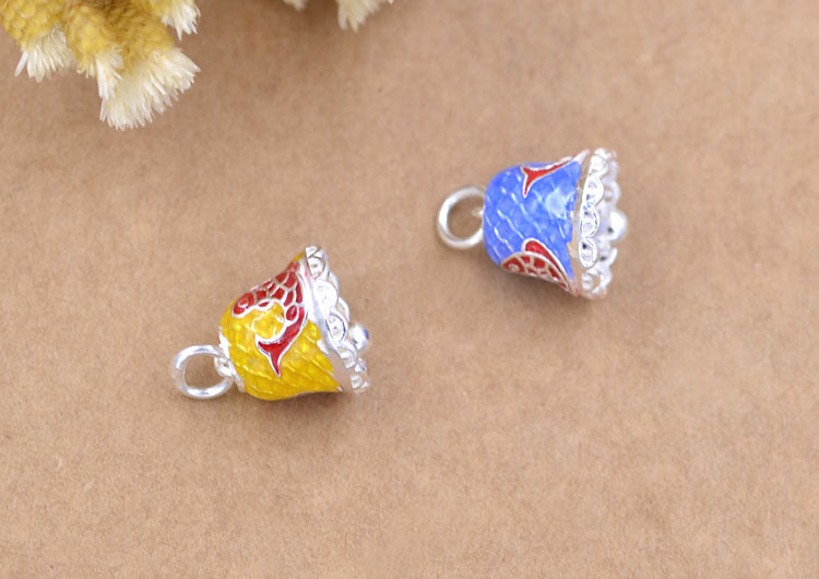 Pendentif à breloque en forme de cloche de poisson de carpe époxy en émail en argent sterling S925