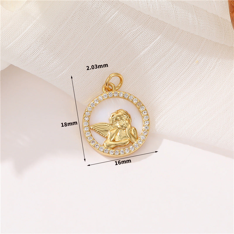 2 Jesus Cupid Mama Sun Snake Charm Pendant Rhinestone Embellished 14K GF