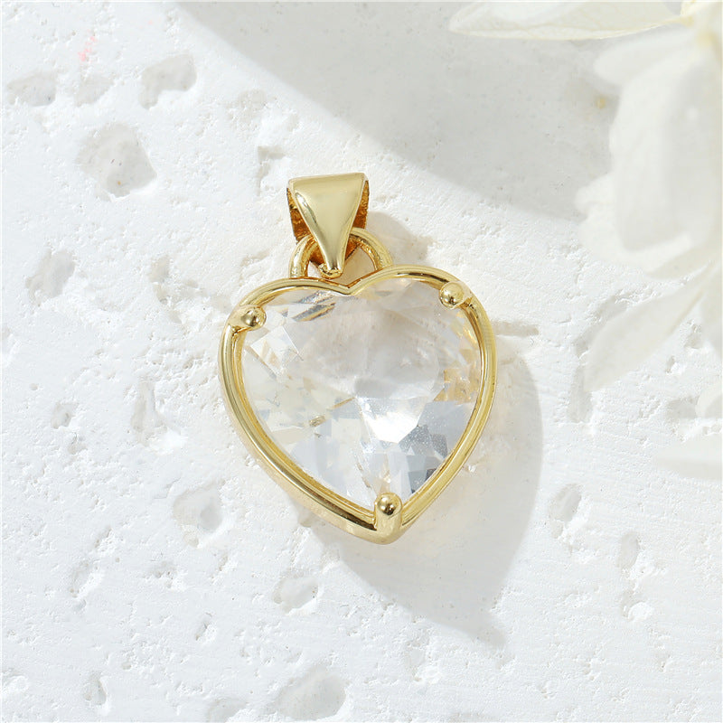 Pendentif à breloque 2 cœurs orné de strass 14K GF