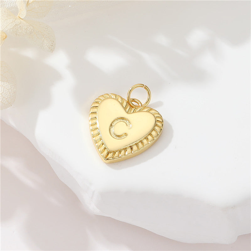 Pendentif à breloque 2 coeurs initiales Alphabet AZ 14K GF