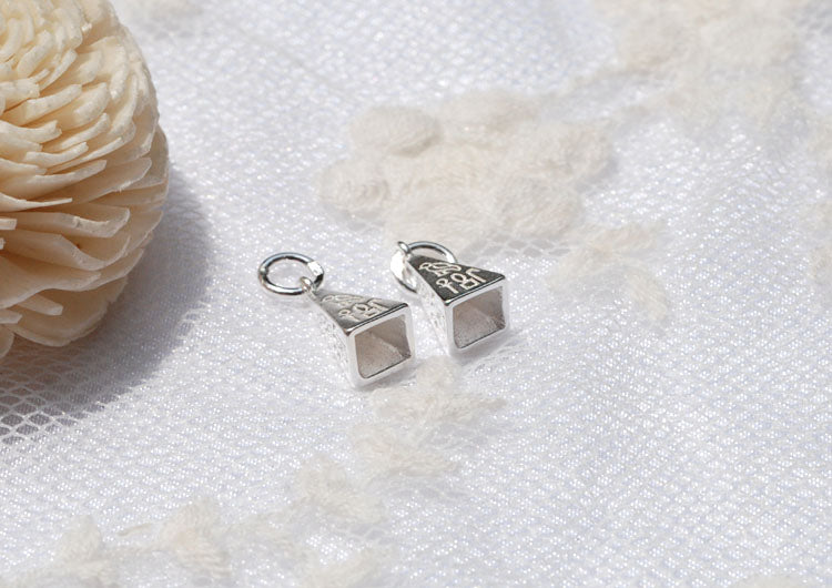 Sterling Silver Tiny Hieroglyphics Pyramid Charm Pendant S925 Finding