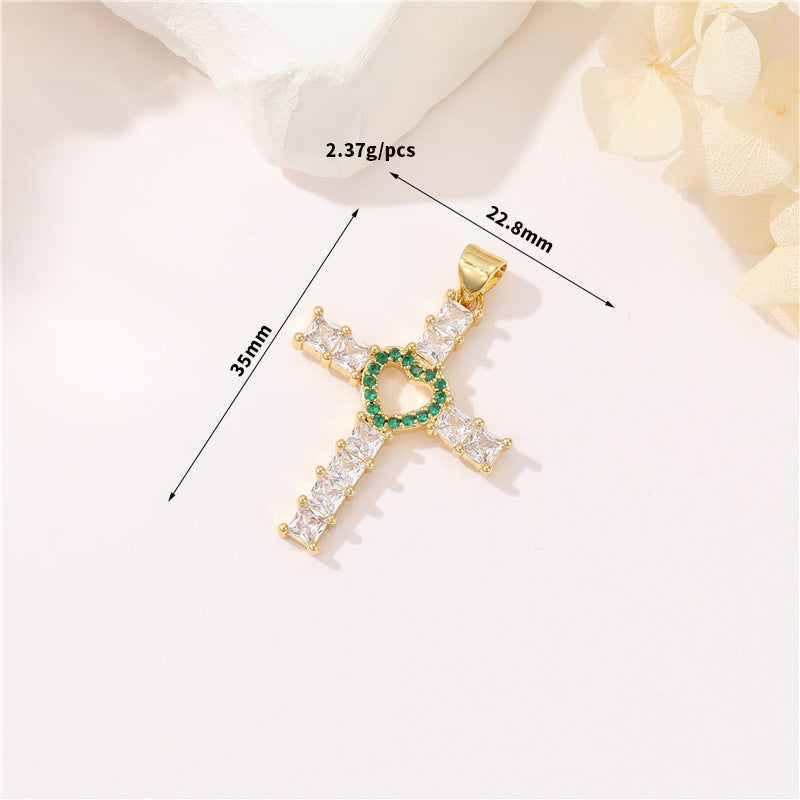 Pendentif à breloque 2 croix orné de strass 14K GF