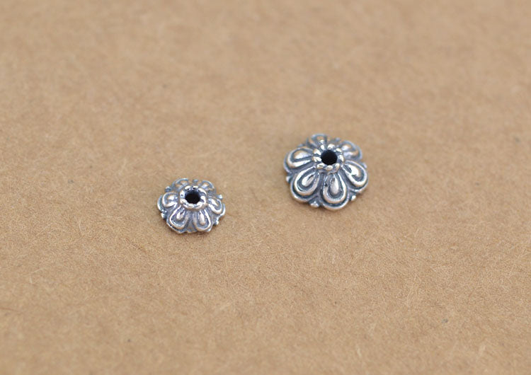 Sterling Silver Floral Bead Cap Cup S925 Finding