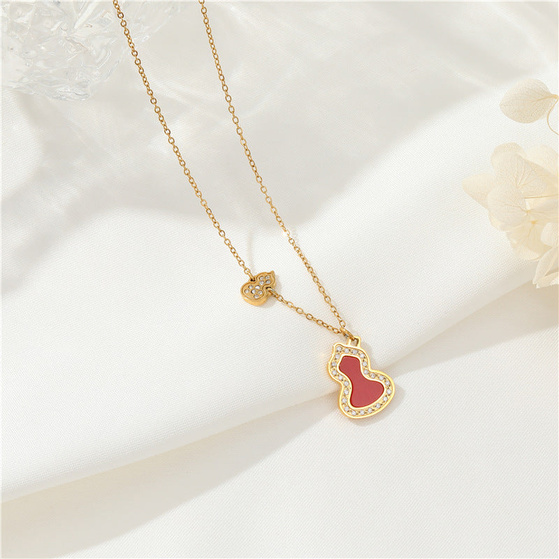 Collier de chaîne de câble à breloque 2 gourdes orné de strass 14K GF ras du cou avec rallonge