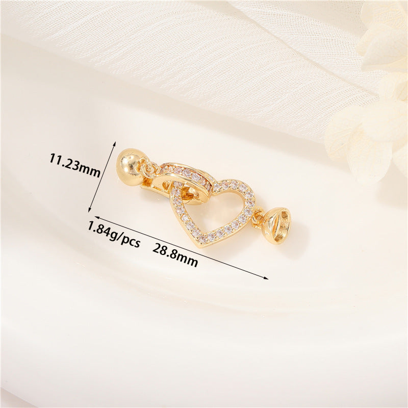 2 Hand Heart Round Circle D Infinity Clasp 14K GF Rhinestone Embellished Clasps Connector