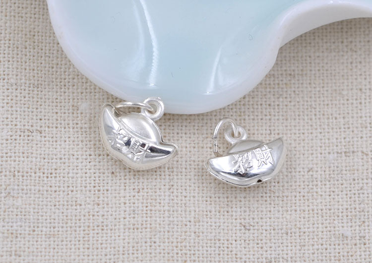 Pendentif à breloque en lingot de richesse en argent sterling S990