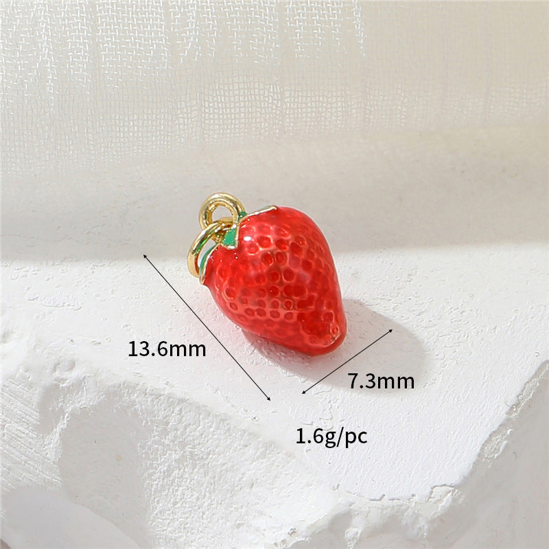 2 Grenade Durian Fraise Pomme Pitaya Orange Banane Ananas Citron Avocat Mangue Pastèque Fruit Charme Pendentif Émail Époxy 14K GF