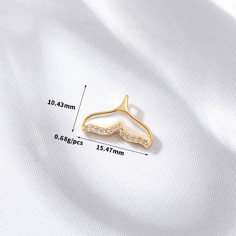 2 coeur étoile sirène queue de baleine violoncelle papillon clé nuage croix pendentif à breloque coquille strass embelli 14K GF