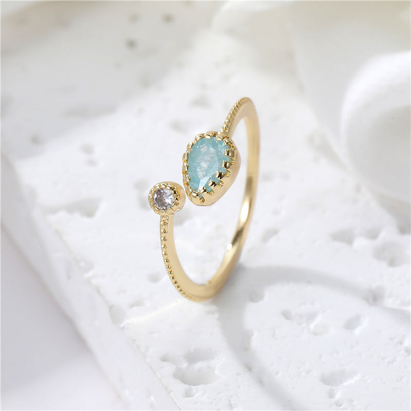 2 anneaux de déclaration ornés de strass, chaîne à cercle ouvert, étoile, lune, cœur, 14K GF