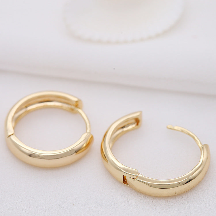 4 boucles d'oreilles créoles rondes brillantes 14K GF