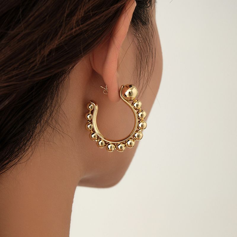 4 Ohrstecker mit Schleifen-Charm, Perlen, halbkreisförmig, mit Strasssteinen verziert, 14-Karat-GF-Ohrring