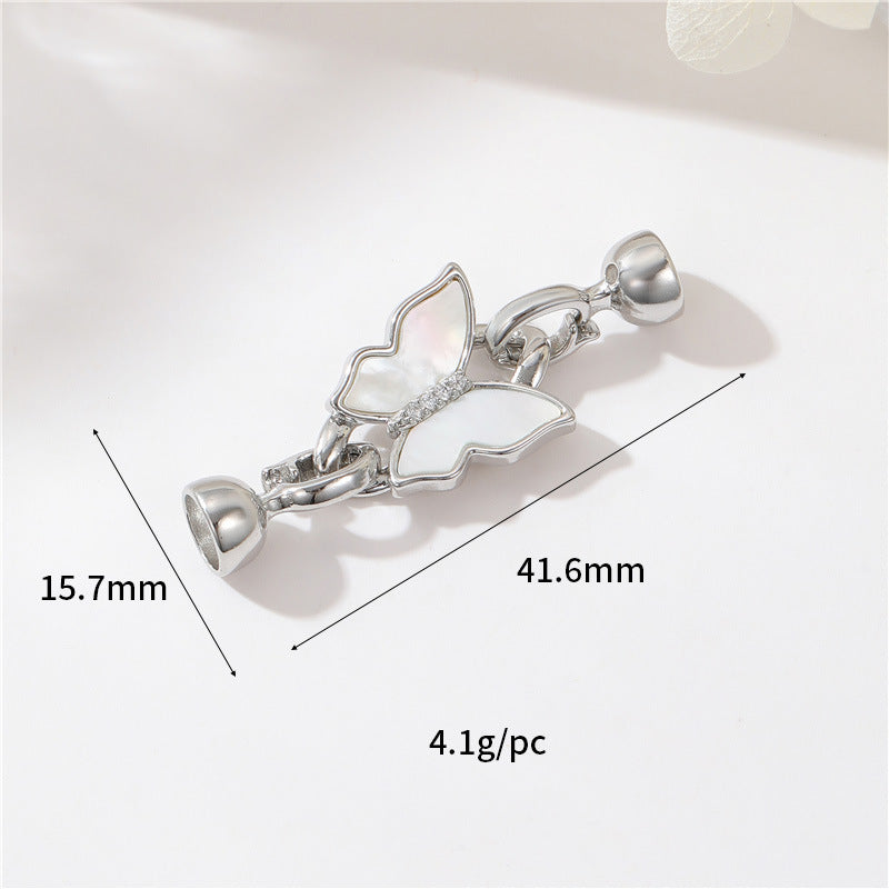 2 Schleife, Schmetterling, Blumen-Karabinerverschluss, Muschel-Strasssteinverzierung, 14-karätige GF-Federschnallenverschlüsse, Verbinder