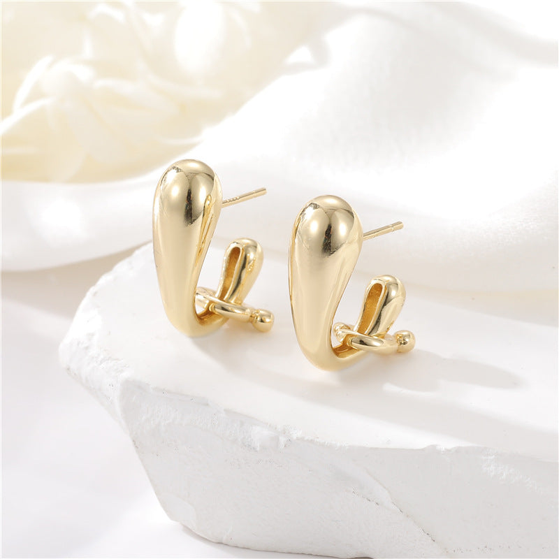 4 boucles d'oreilles épaisses en demi-cercle 14K GF Earing