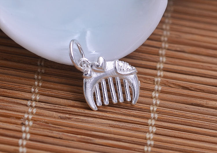Pendentif à breloque en forme de petit peigne en argent sterling S925