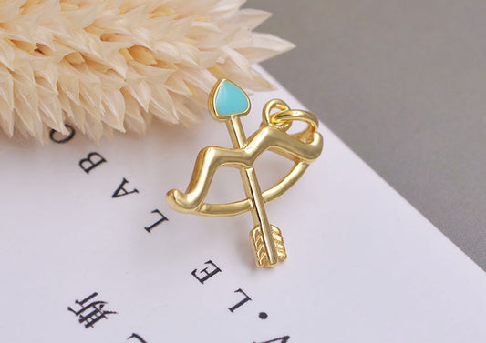 Sterling Silver Enamel Epoxy Bow with Arrow Charm Pendant S925 Finding