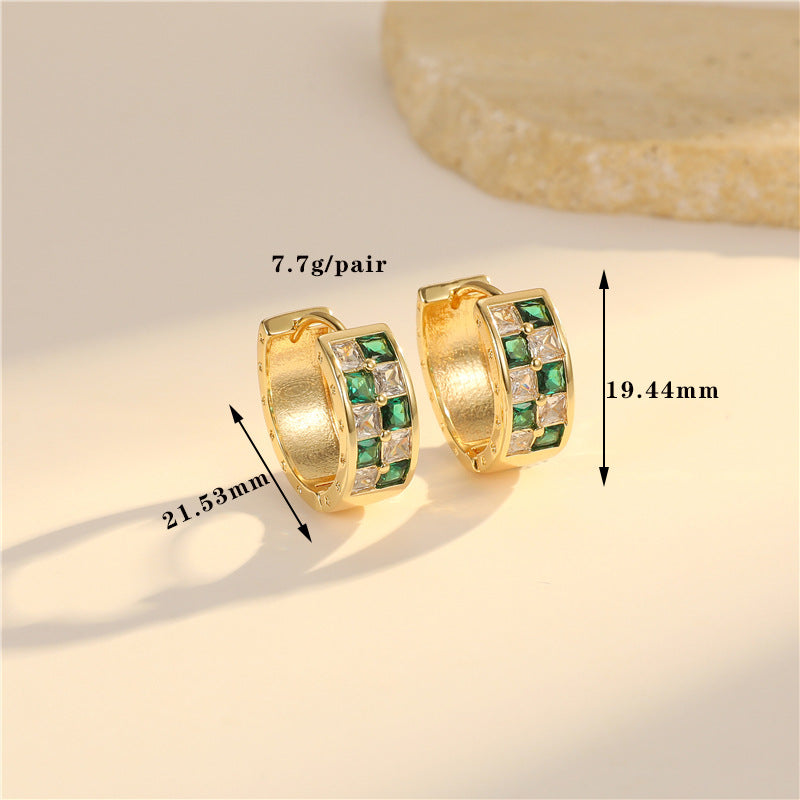 Boucles d'oreilles créoles à grille 4 étoiles ornées de strass 14K GF