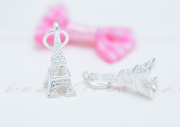 Sterling Silver Tiny Tower Charm Pendant S925 Finding