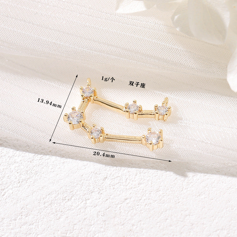 Pendentif à breloque zodiaque 2 étoiles orné de strass 14K GF