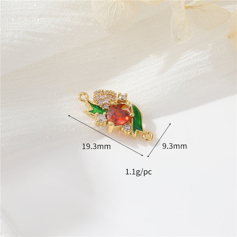 2 coeur floral lune cercle étoile arbre de Noël pendentif à breloque strass embelli 14K GF